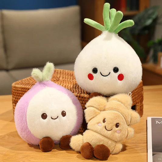 Squishy Vegetables Plush Toys Stuffed Garlic, Onion and Ginger Plush Pillows Soft Food Plush Toys for Kids Girls Birthday Gifts WAREHOUSE SHOP