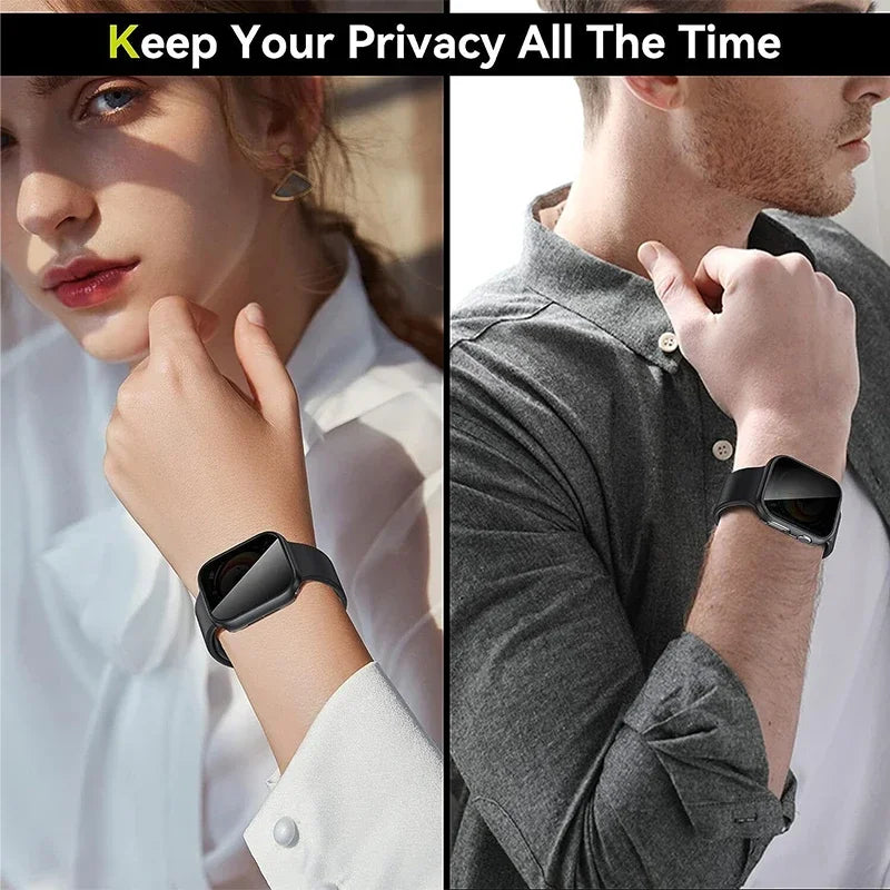 Privacy Tempered Glass+Case For Apple Watch Cover 40mm 41mm 44mm 45mm Anti-Peeping Screen Protector For iWatch 9 8 7 6 5 4 SE