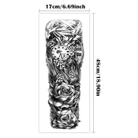 Dark Style Thorns Large Full Arm Sleeve Waterproof Temporary Tattoo Sticker Lion Rose Flower Hand Fake Tatoo Body Art Men Women