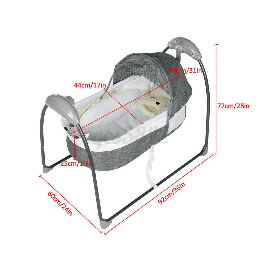 Comfy 3-in-1 Baby Electric Shaking Bed with Remote Music & Mosquito Net Safe Sleep Solution for Infants 0-12 Months