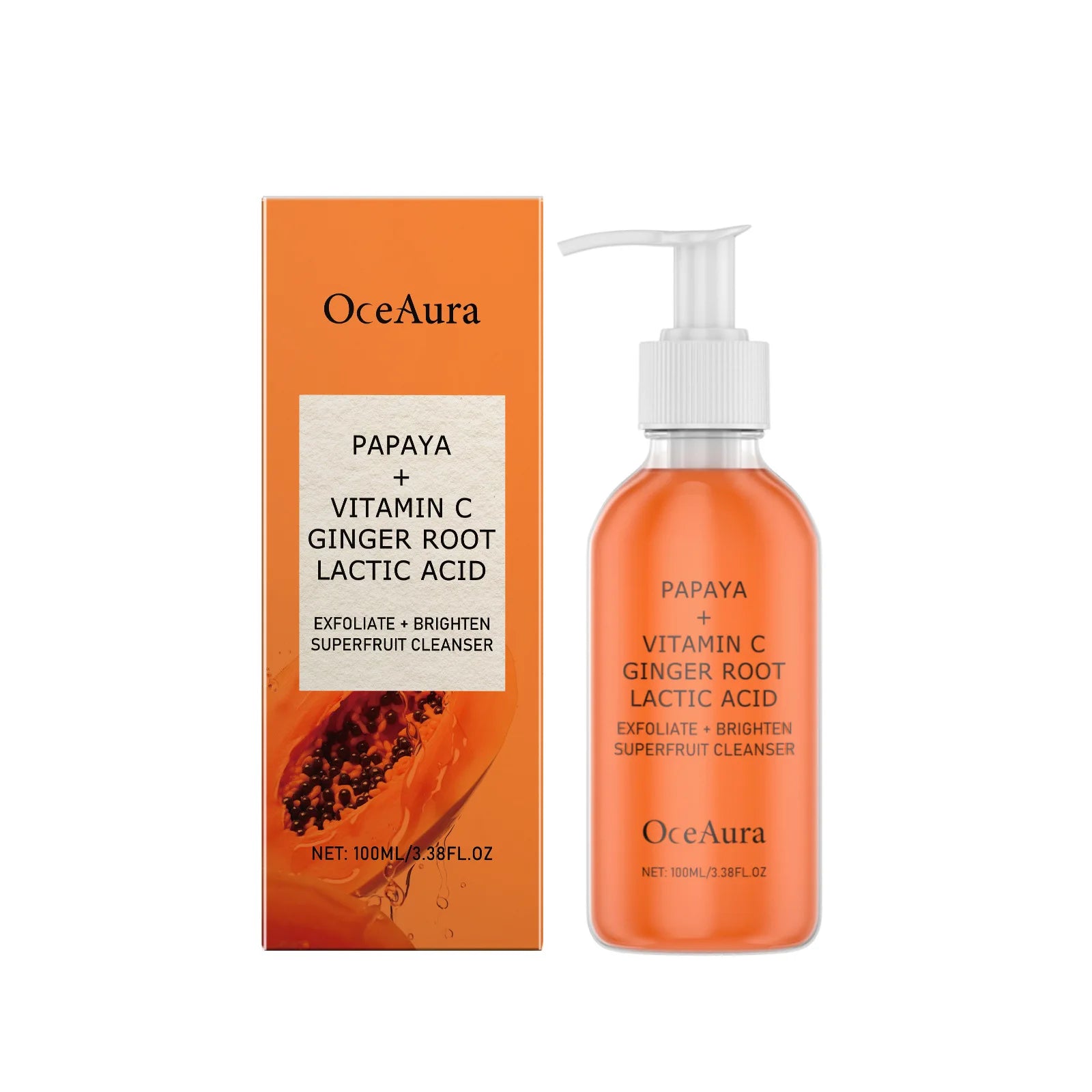 OceAura Papaya Face Wash for Cleansing Face Brightening Glowing Skin Barrier Repair Pore Minimizer Vitamin C Face Cleanser 100ml