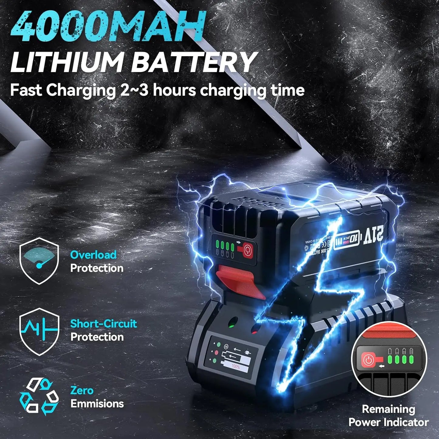 Seesii Impact Wrench Cordless 550N.m Power Impact Gun 1/2 Inch 3300RPM Electric Wrench WH550 4.0Ah Battery for Makita Car Repair