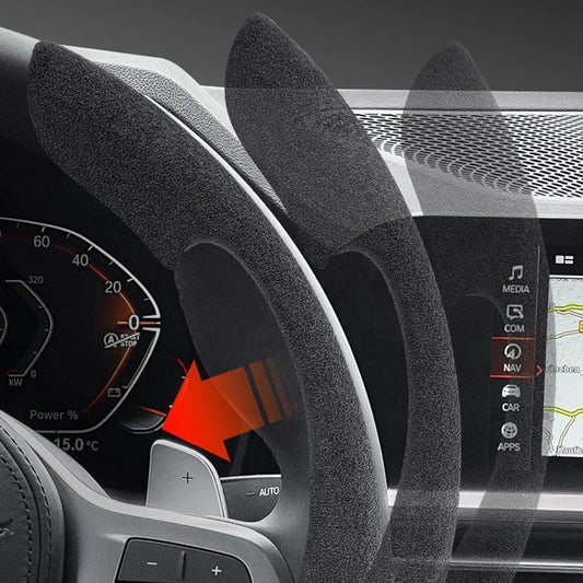 1pair Universal Suede Leather Car Steering Wheel Cover. Non-slip Card Cover Suitable for 14.5-16 Inches of Automotive Supplies.