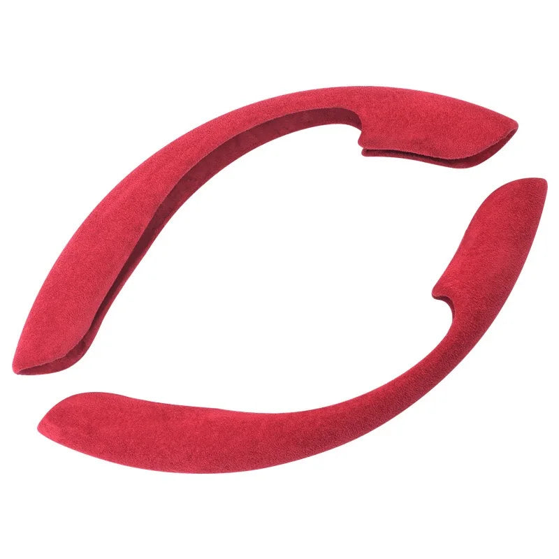 1pair Universal Suede Leather Car Steering Wheel Cover. Non-slip Card Cover Suitable for 14.5-16 Inches of Automotive Supplies.