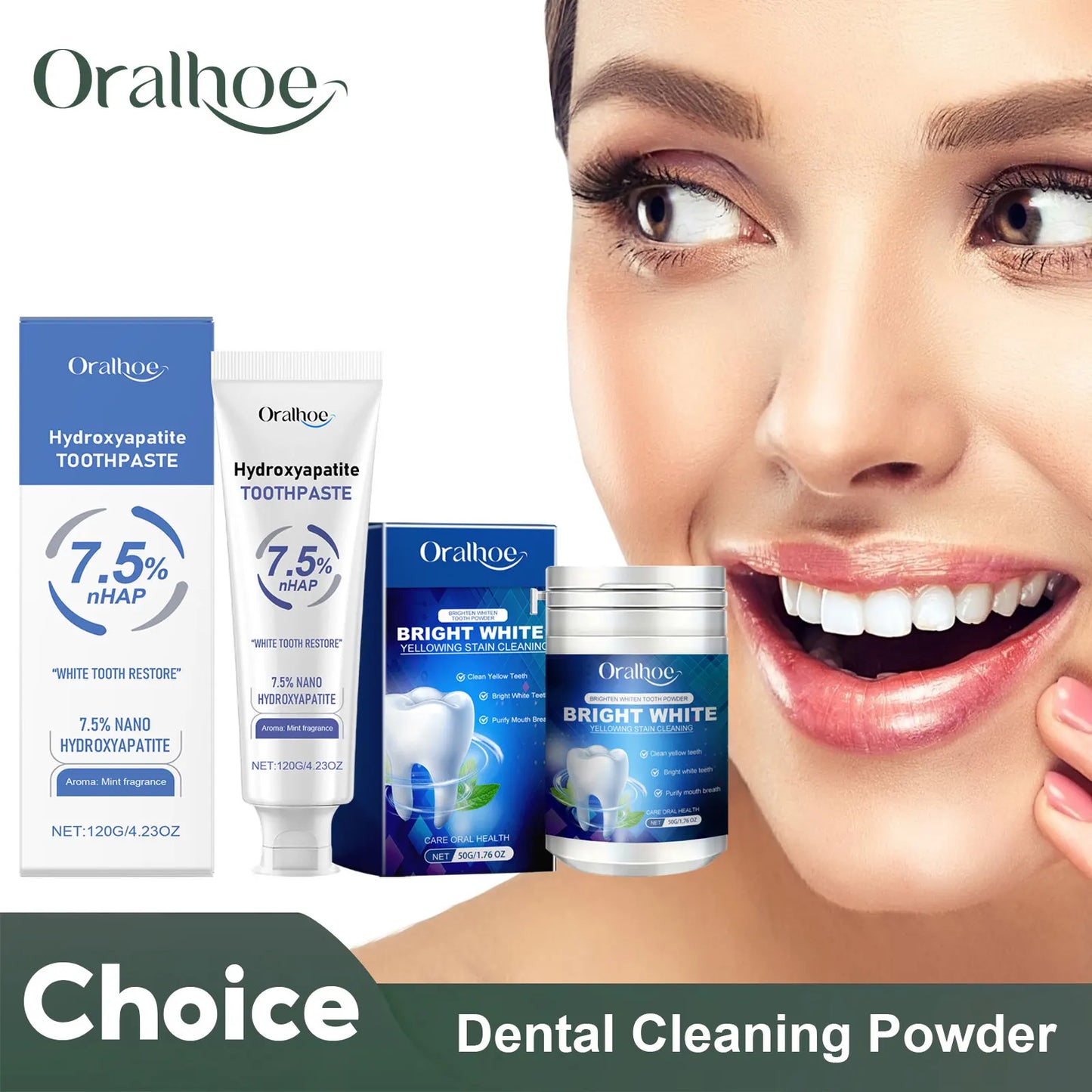 Hydroxyapatite Toothpaste - Calculus Remover Whitening Mint Powder