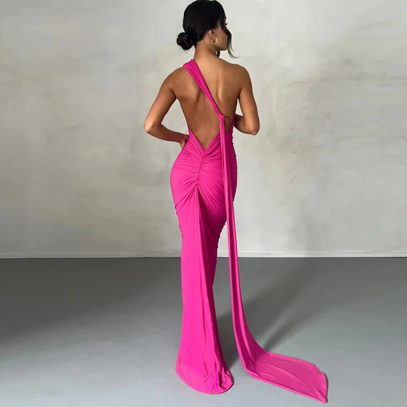 One Shoulder Sleeveless Backless Dress. Dresses For Women Club, Birthday Party, Evening Prom. from Neon y2k.