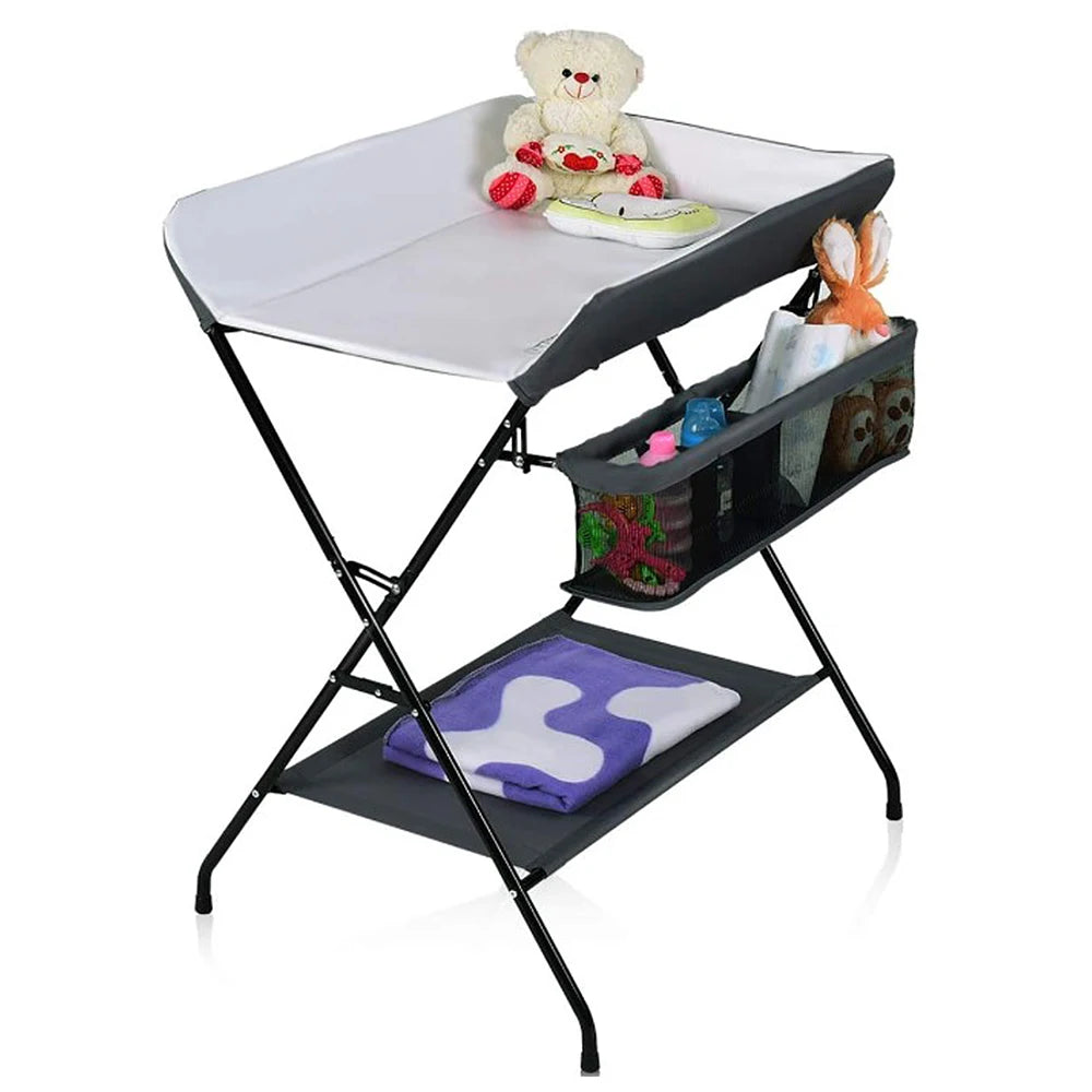 Changing Table (with basket of Storage + shelves) gray/black