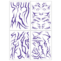 KPop Temporary Tattoo Set 4pcs - Purple Colorful Party Cosplay Body Art