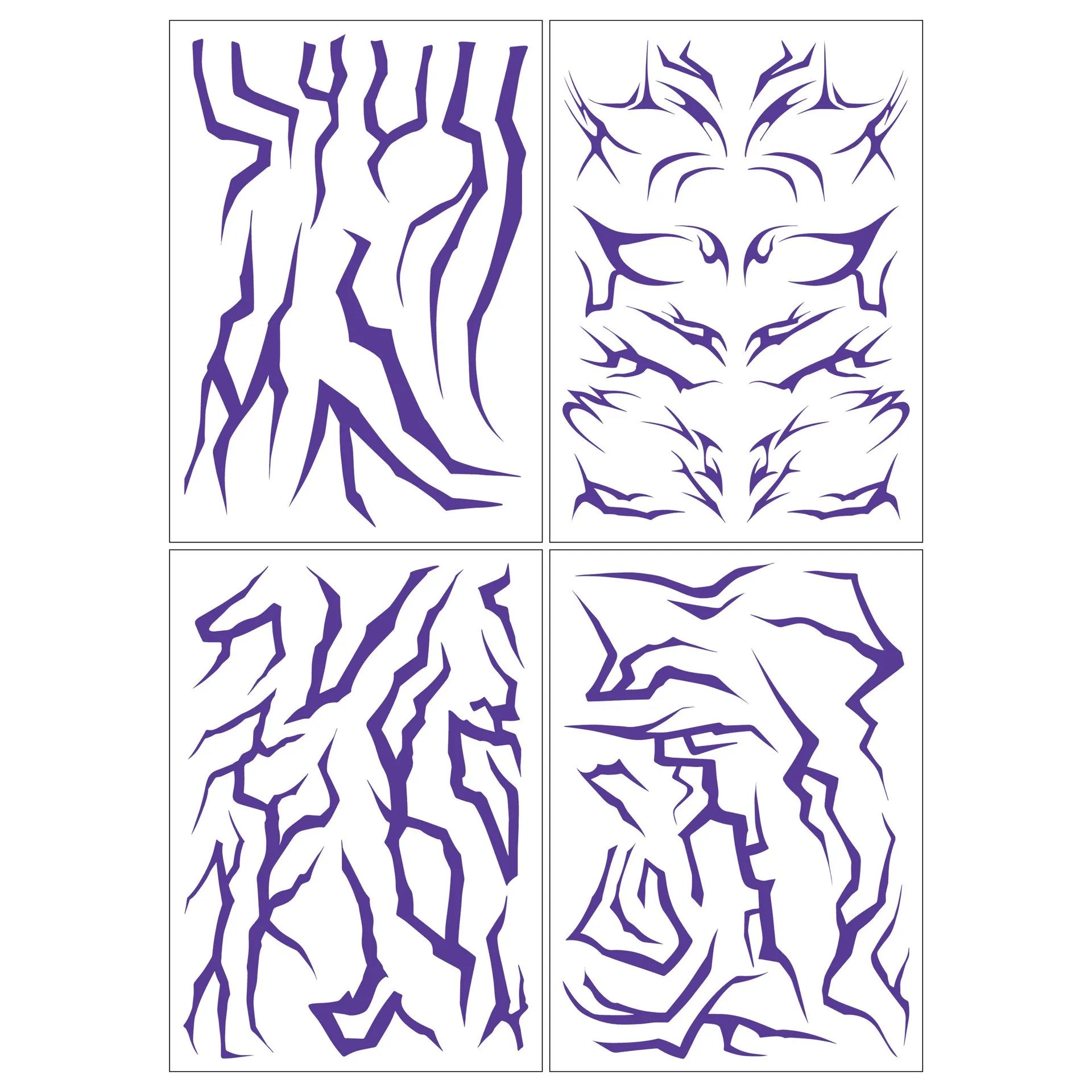 KPop Temporary Tattoo Set 4pcs - Purple Colorful Party Cosplay Body Art