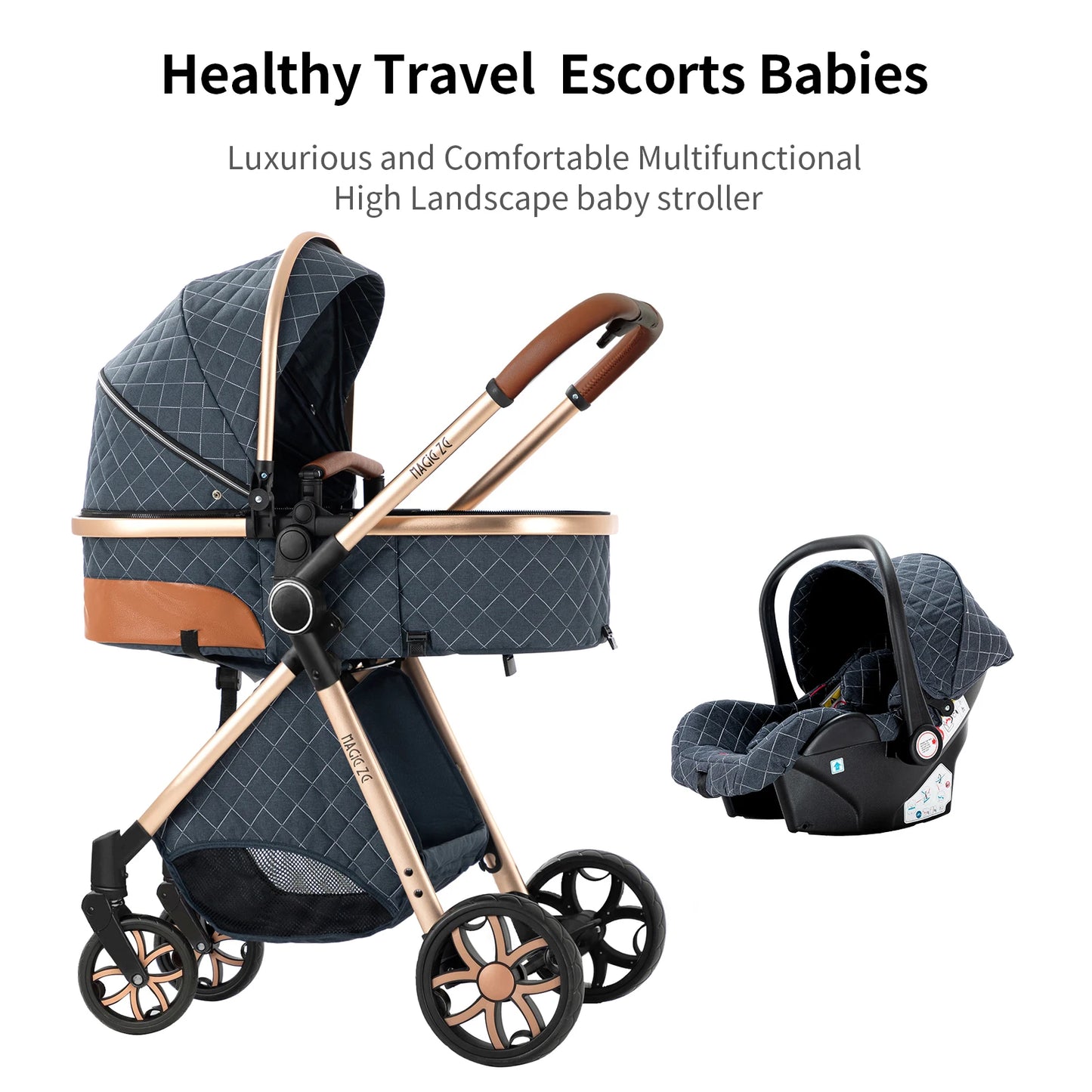 Baby Stroller 3-in-1 Lightweight stroller Travel System Multifunctional Pram with Aluminum Frame Compact Stroller for Newborn