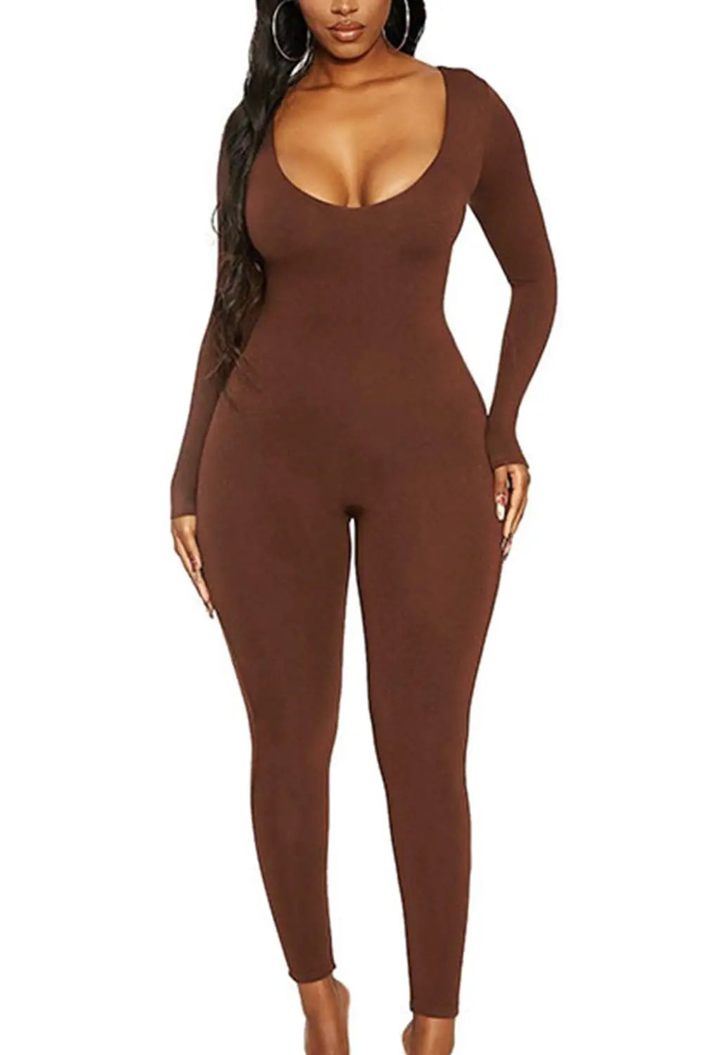 New Women's Jumpsuit Long Sleeve. Solid Color Skinny Jumpsuit, Fitness Jumpsuit Pullover.