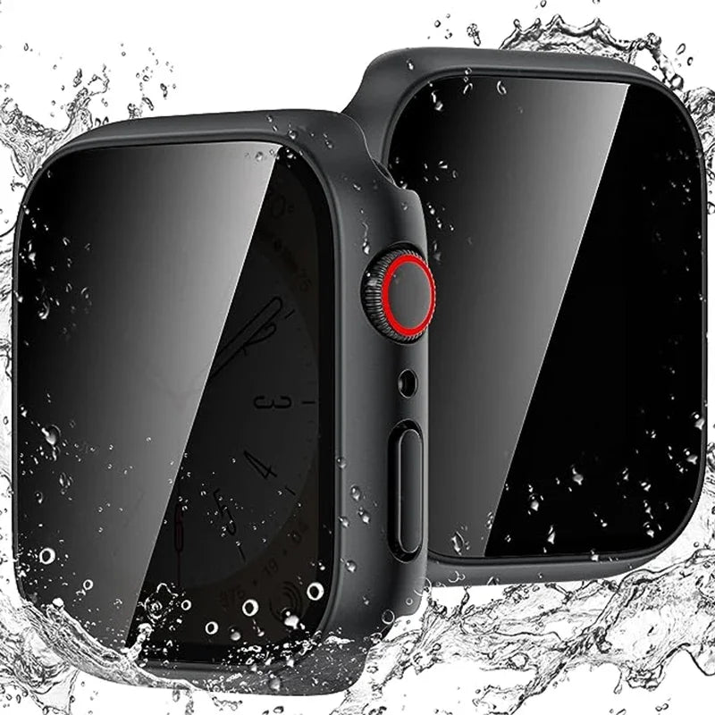 Privacy Tempered Glass+Case For Apple Watch Cover 40mm 41mm 44mm 45mm Anti-Peeping Screen Protector For iWatch 9 8 7 6 5 4 SE