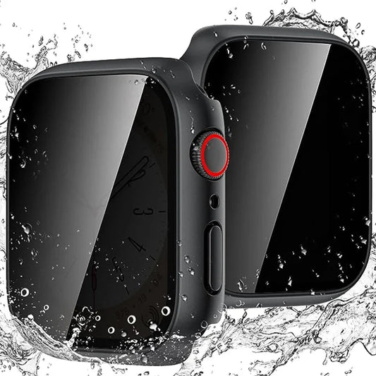 Privacy Tempered Glass+Case For Apple Watch Cover 40mm 41mm 44mm 45mm Anti-Peeping Screen Protector For iWatch 9 8 7 6 5 4 SE
