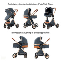 Baby Stroller 3-in-1 Lightweight stroller Travel System Multifunctional Pram with Aluminum Frame Compact Stroller for Newborn