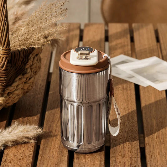 Smart Coffee Mug with LED Temperature Display - Stainless Steel Insulated Thermal Bottle
