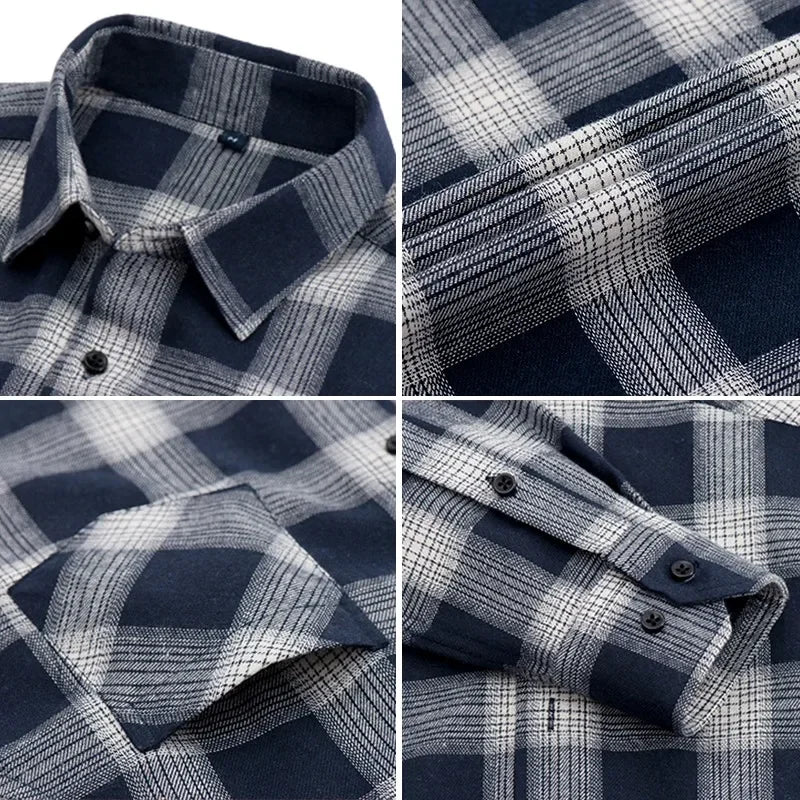 Men Flannel Plaid Shirt. Soft Comfort Slim Fit Styles Brand for Official and Casual Long Sleeve Shirts