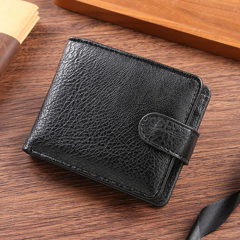 Everyday Leather Wallet For Men Durable Coin Pouch, Slim Bifold Photo ID Card Holders.
