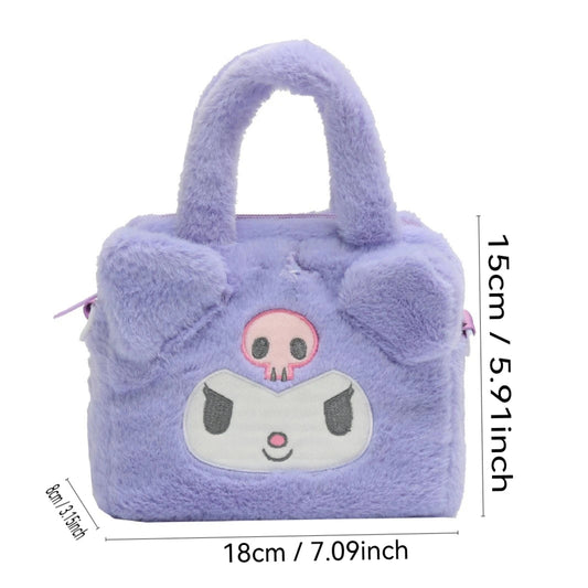 Miniso Plush Bag – Kawaii Kuromi, Cinnamoroll & Melody Cartoon Crossbody Handbag for Women & Girls WAREHOUSE SHOP