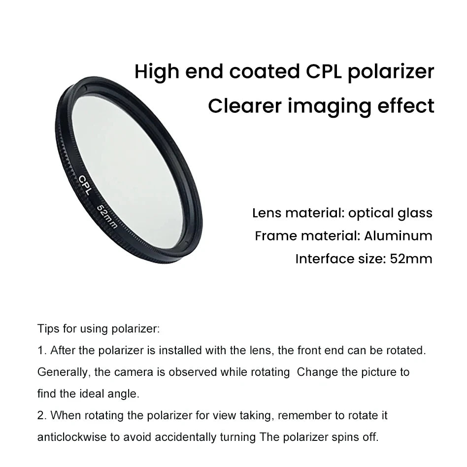 Reduce Reflected Light Of Tattoos With 52mm Cpl For Cellphone Lens Circular Polarizing Filter Compatible Any Phone