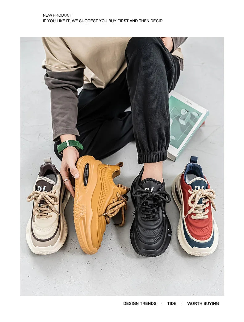 New Platform Vulcanized Sneakers Men Street Style Casual Shoes For Men Punk Chunky Social Men's Sneakers Korean 2025 Large Size