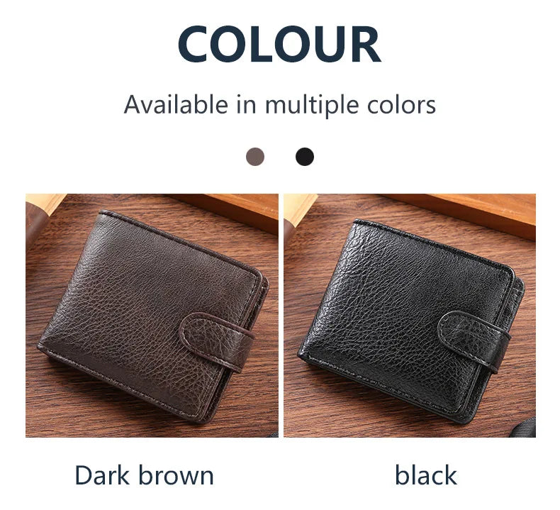 Everyday Leather Wallet For Men Durable Coin Pouch, Slim Bifold Photo ID Card Holders.