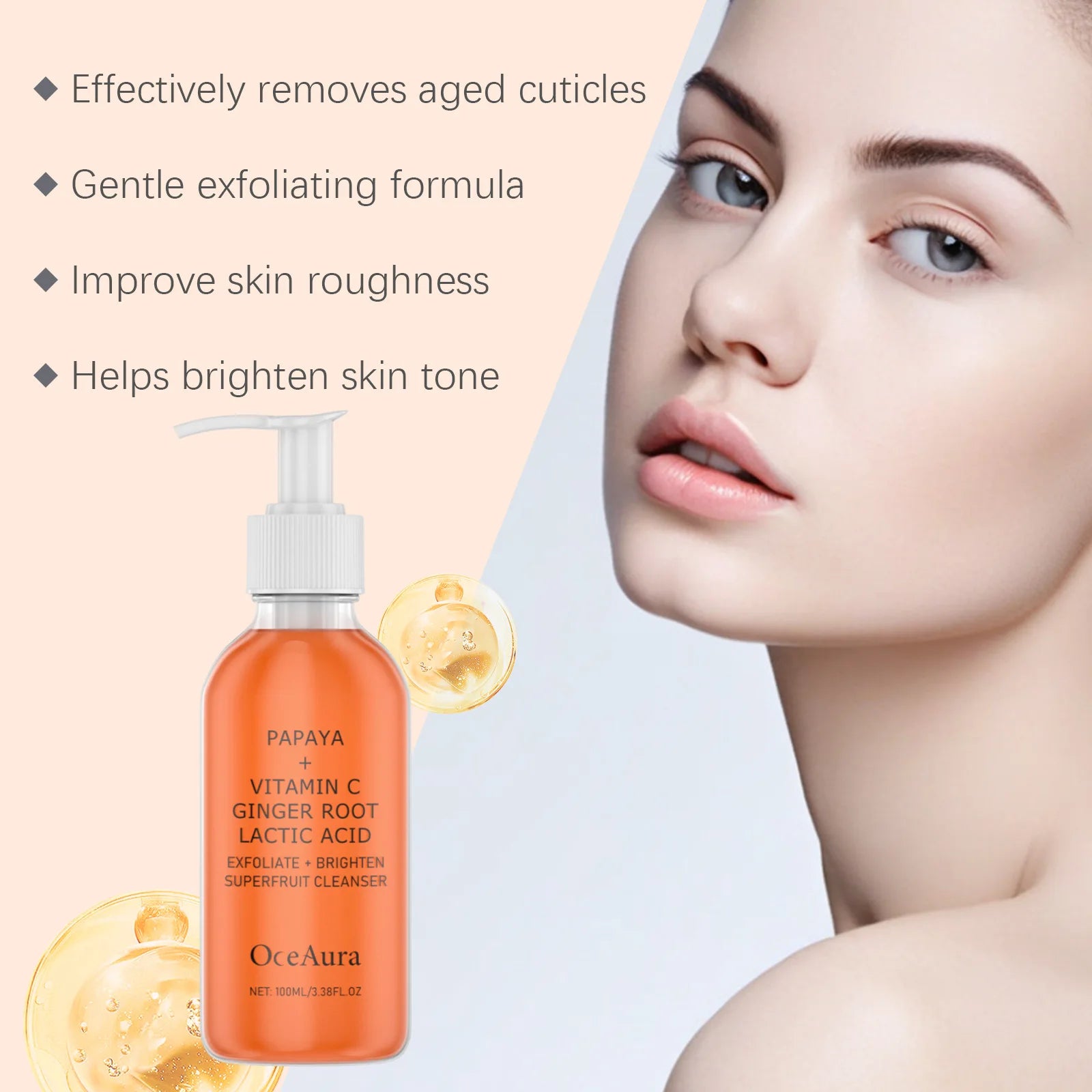 OceAura Papaya Face Wash for Cleansing Face Brightening Glowing Skin Barrier Repair Pore Minimizer Vitamin C Face Cleanser 100ml