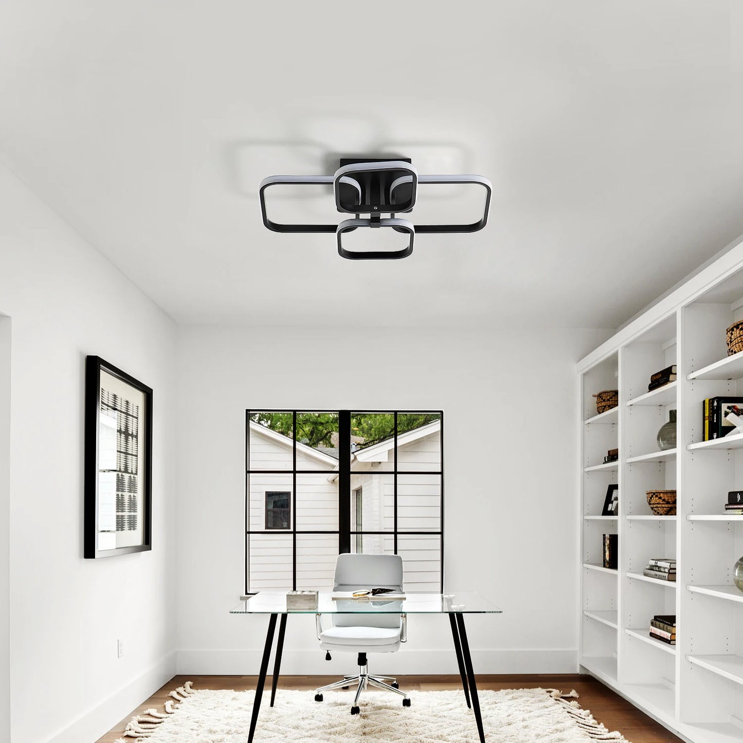 LED Ceiling Light,Modern Square LED Ceiling Lamp,60W Metal Acrylic Indoor Light for Bedroom,Study Room,Cool White Light 6000K