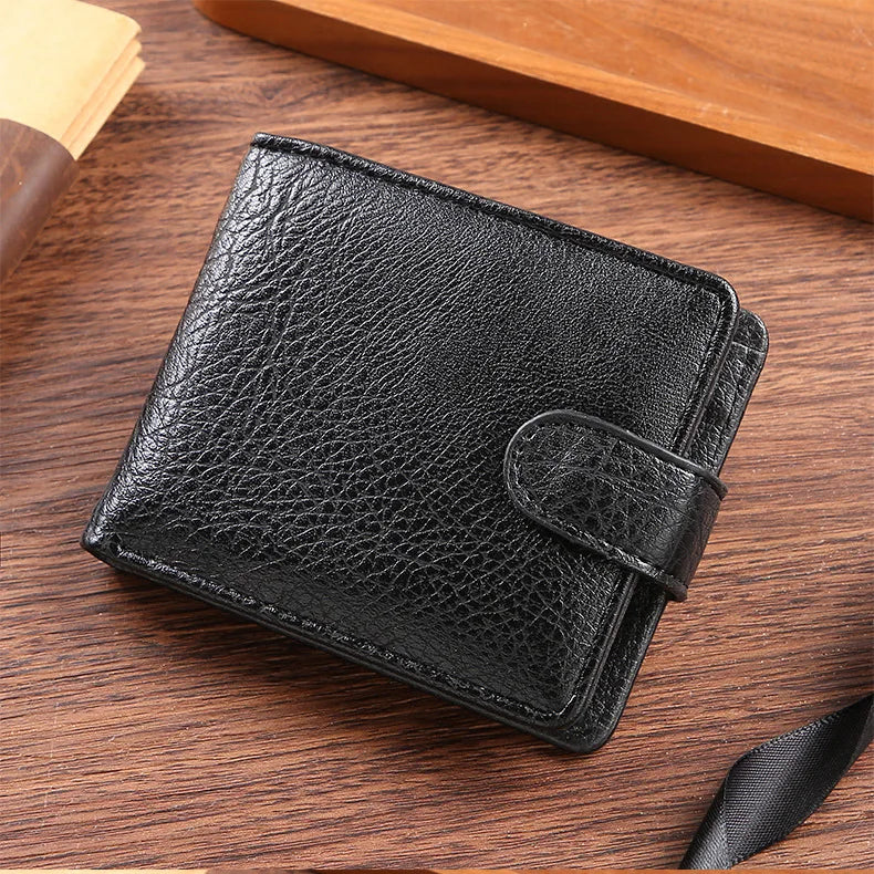 Everyday Leather Wallet For Men Durable Coin Pouch, Slim Bifold Photo ID Card Holders.
