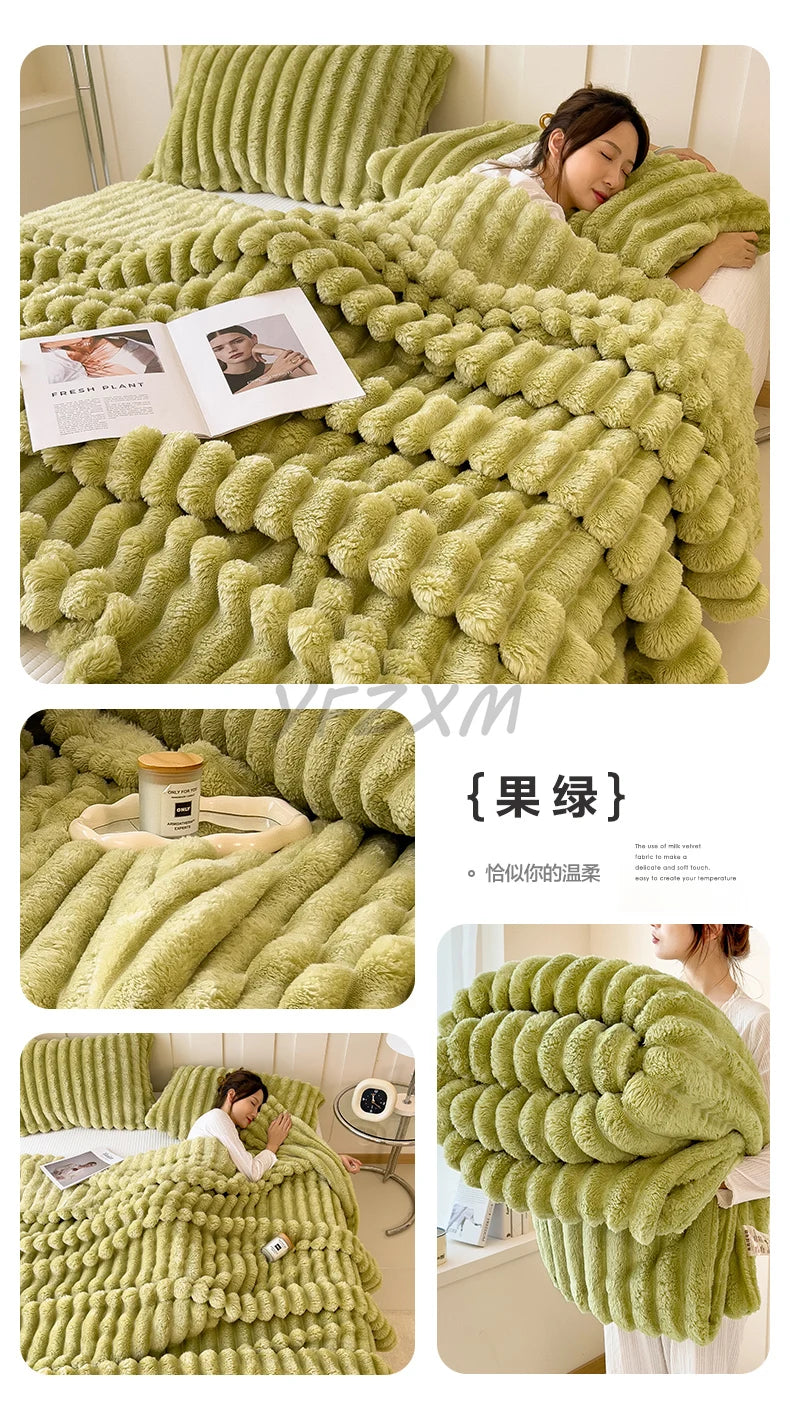 Striped Flannel Blanket – Cozy Bed Sheet & Sofa Throw