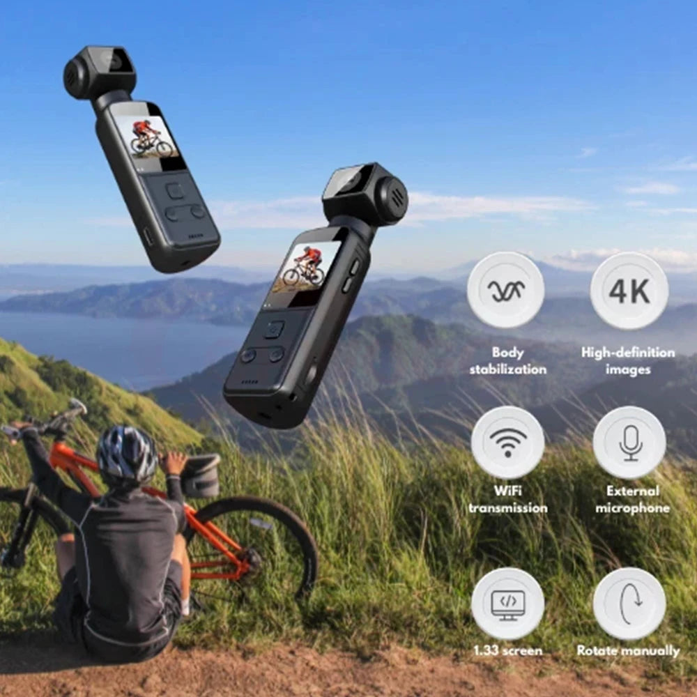 Portable Mini 4K HD Pocket WiFi Camera. 270° Rotatable, Anti Shake, Outdoor Sports, DV DVR Video Recorder, Riding Bicycle Camcorders
