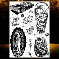 Chicano Bandit Mexico Temporary Tattoos For Men Women Fake Car Nun Tattoo religion Stickers Realistic Back Waterproof Tatoos