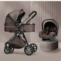 3-in-1 High Landscape Baby Stroller - Sit & Lie Folding Shock-Absorbing 0-3 Years