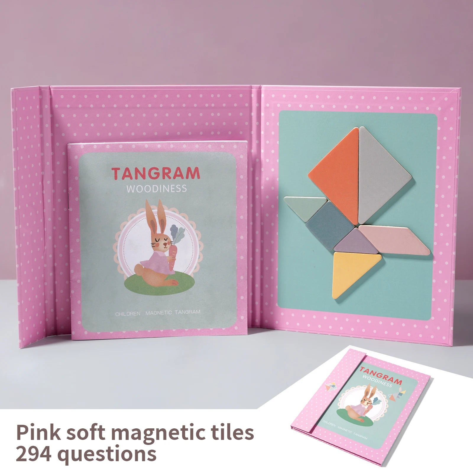 Magnetic Wooden Tangram Puzzle - Montessori Educational Kids Gift