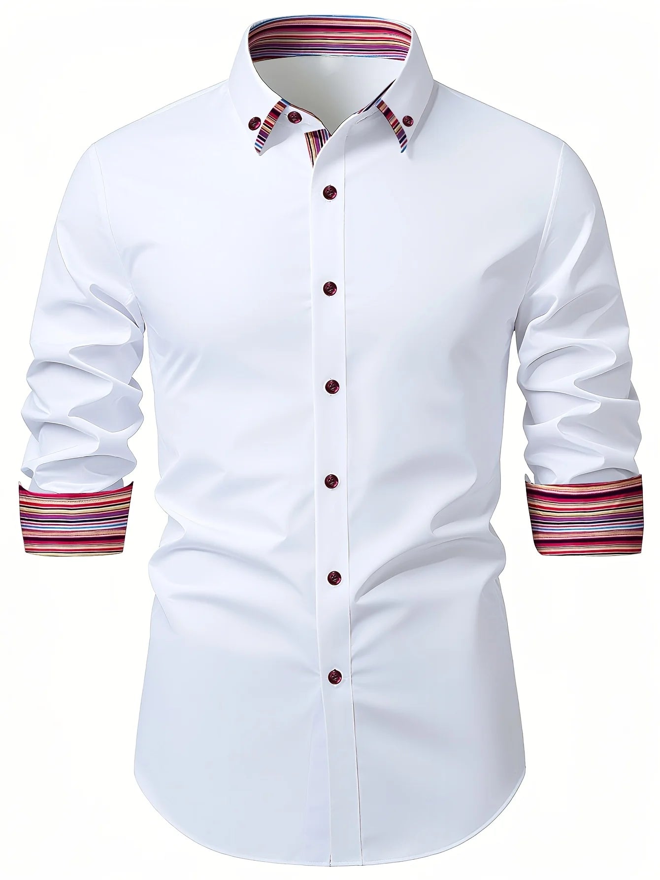 FGKKS Men Shirt Brand New Men's Fashion Patchwork Long Sleeve Elastic Shirt Four Season Male Dress Smart Casual Shirts