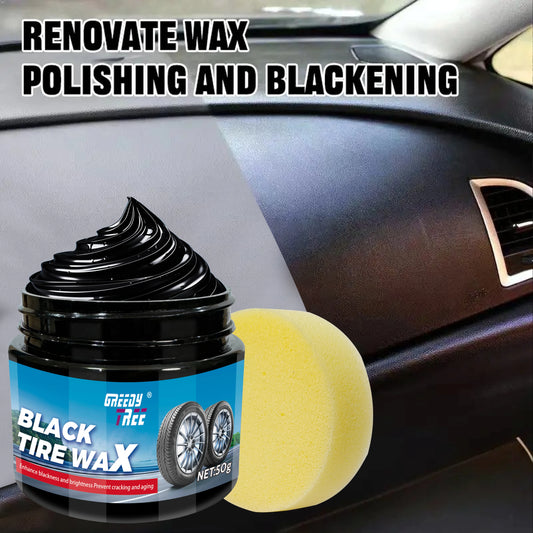 Black Tire Wax, Water-Resistant Car Wheel Shine, Long-Lasting Protection.