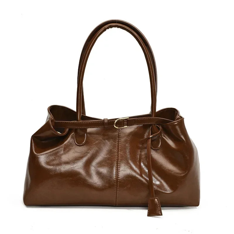 New PU Leather Tote Bag. Slouchy Hobo Handbag Fashion Shoulder Bag. Large Top Handle Bag for Women Work Shopping Travel