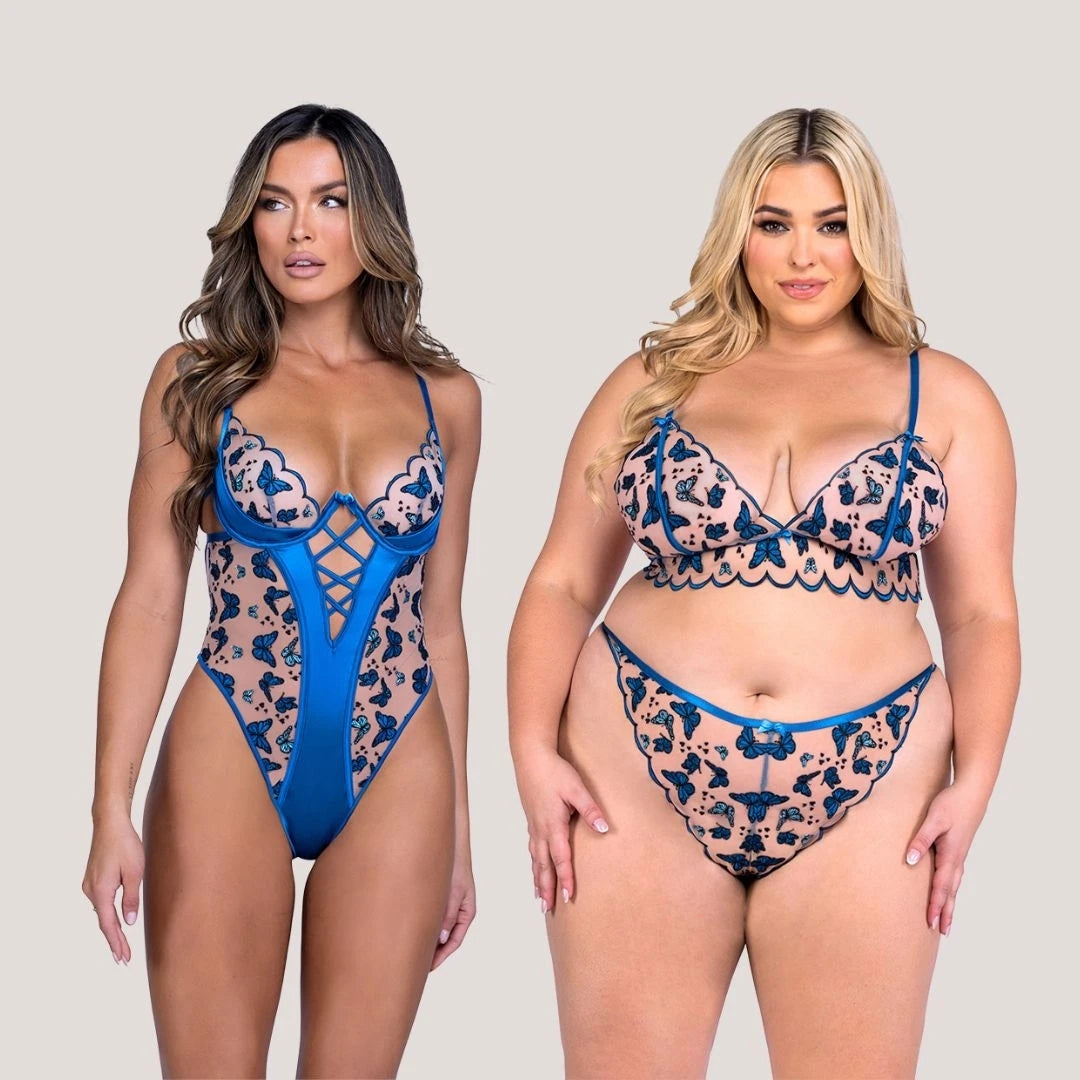 Ellolace Butterfly Embroidery Lace Bodysuit Patchwork Lace Body Clothes Beautiful Translucent Bra Crotchless Sexy Top Lingeries