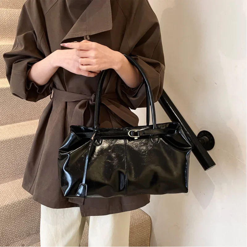 New PU Leather Tote Bag. Slouchy Hobo Handbag Fashion Shoulder Bag. Large Top Handle Bag for Women Work Shopping Travel