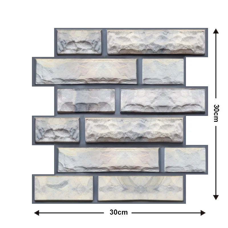 10Pcs Self Adhesive Waterproof 3D Wall Panels Peel Stick Subway Tile Brick Wallpaper Retro Sticker for Bathroom Fireplace Decor WAREHOUSE SHOP
