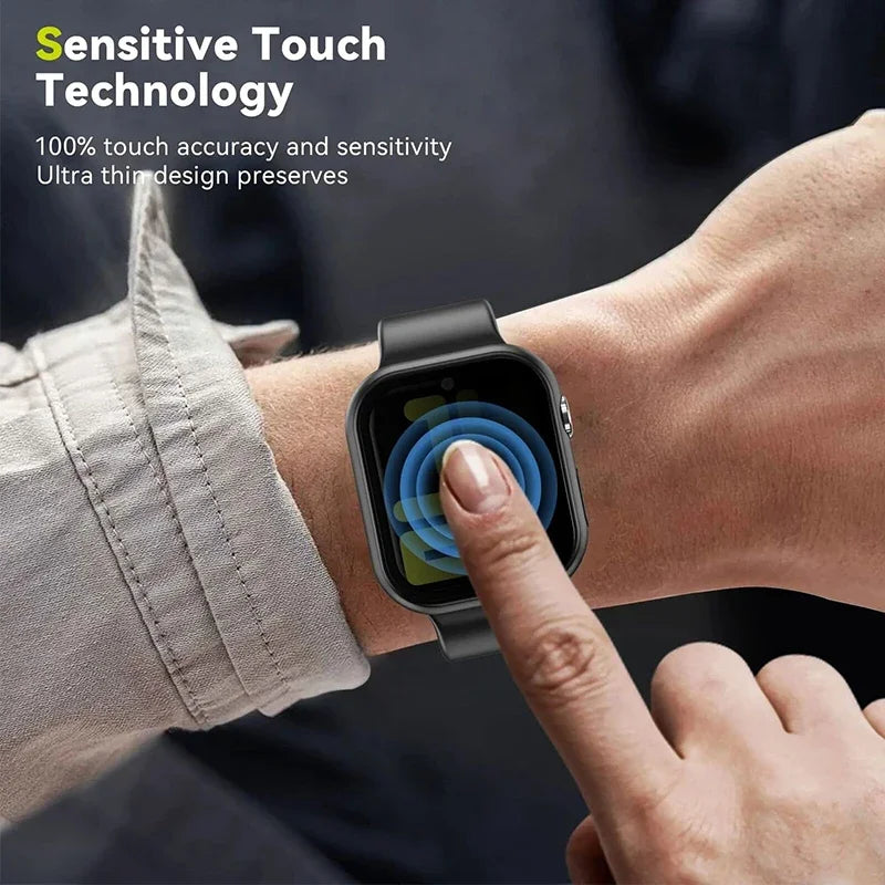 Privacy Tempered Glass+Case For Apple Watch Cover 40mm 41mm 44mm 45mm Anti-Peeping Screen Protector For iWatch 9 8 7 6 5 4 SE