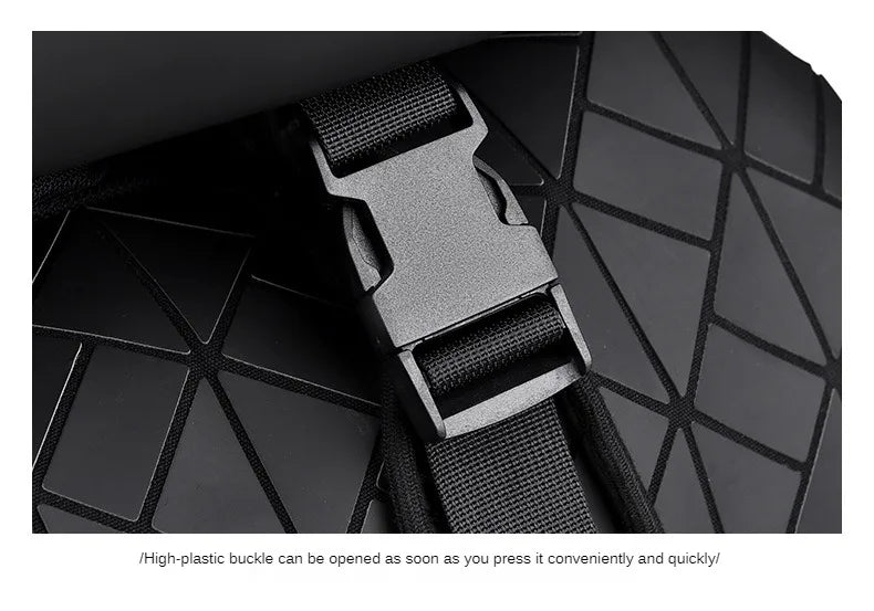 Trendy Brand Backpack Men's Bag Rhombus Laser Reflective Student School Bag Large Capacity Commuter Computer Bag