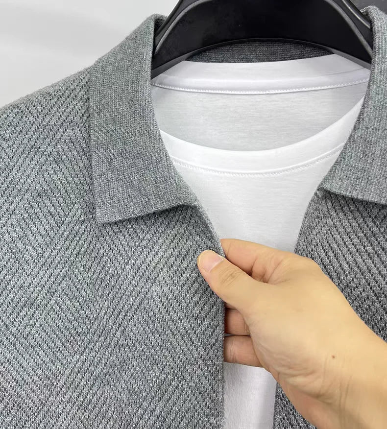 Advanced luxury fashion knitted cardigan men's spring autumn exquisite jacquard sweater shawl pocket design brand casual coat