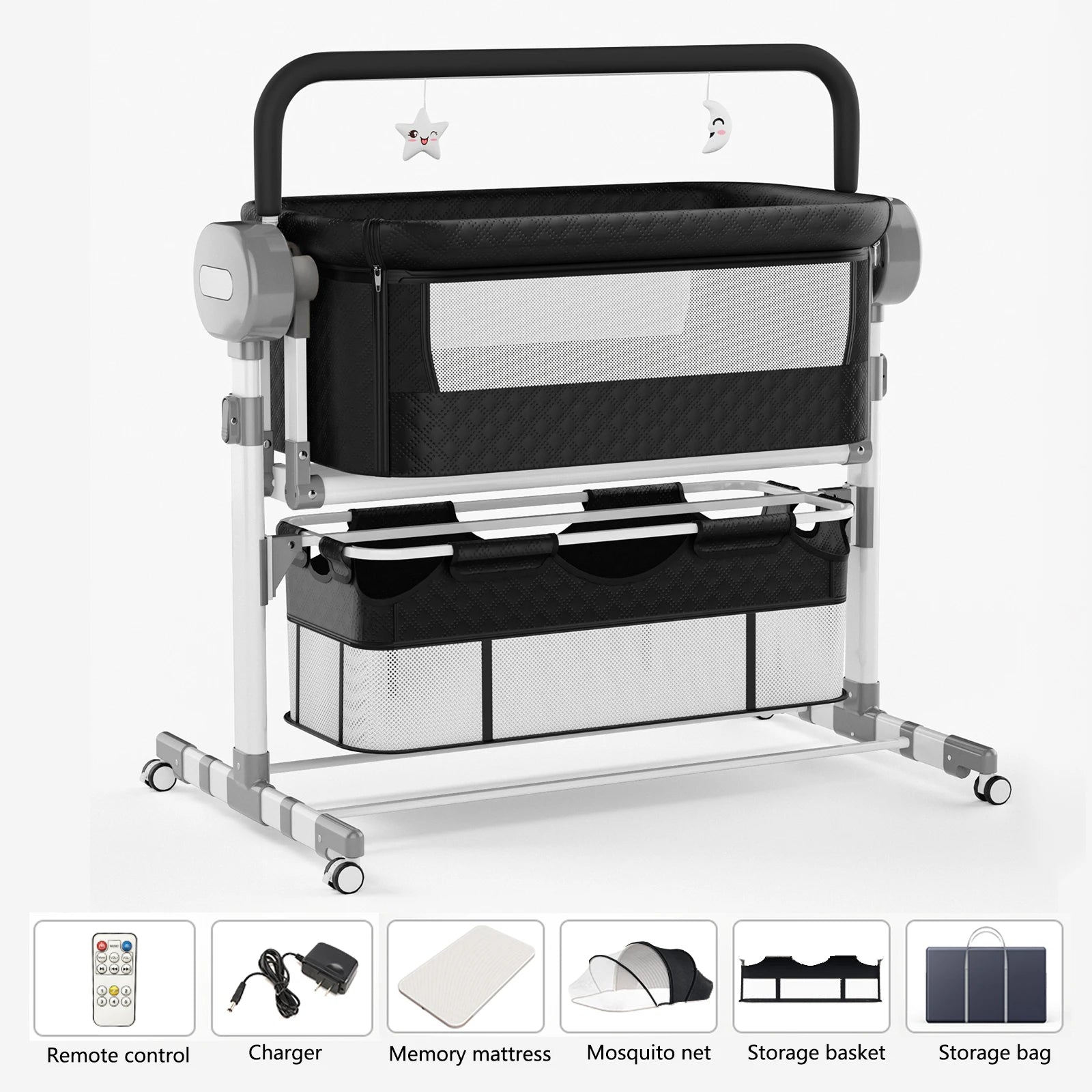 Smart Auto-Rocking Baby Bassinet — Bluetooth Music Foldable Crib