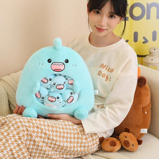 New Capybara Shark Shaped Snack Bag Plush Toys Super Soft Cartoon Squishy Pillow Funny Food Dolls Birthday Gifts Room Decor WAREHOUSE SHOP