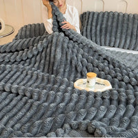 Striped Flannel Blanket – Cozy Bed Sheet & Sofa Throw