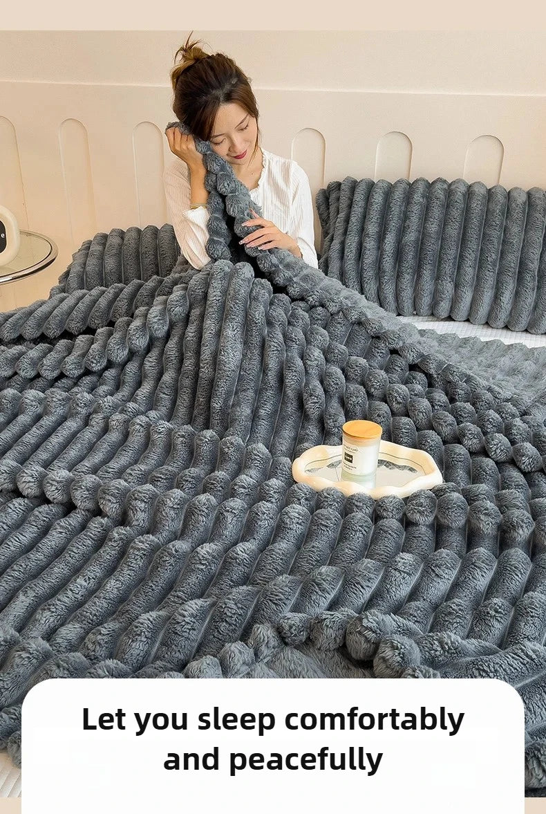 Striped Flannel Blanket – Cozy Bed Sheet & Sofa Throw
