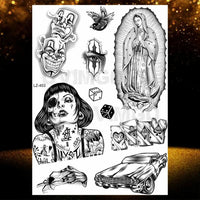 Chicano Bandit Mexico Temporary Tattoos For Men Women Fake Car Nun Tattoo religion Stickers Realistic Back Waterproof Tatoos