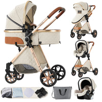 Baby Stroller 3-in-1 Lightweight stroller Travel System Multifunctional Pram with Aluminum Frame Compact Stroller for Newborn