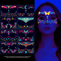 Luminous Temporary Tattoos Stickers UV Glow Fluorescent in the Dark For Body Face Tattoo Stickers Party Accessorie Props