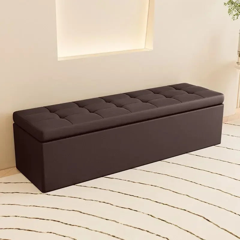 Leather Fitting Room Bench & Footstool — Boutique Storage Shoe Stool